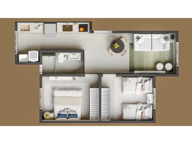 Apartamento 2 dormitórios no Residencial Raízes, Cruzeiro — foto 9